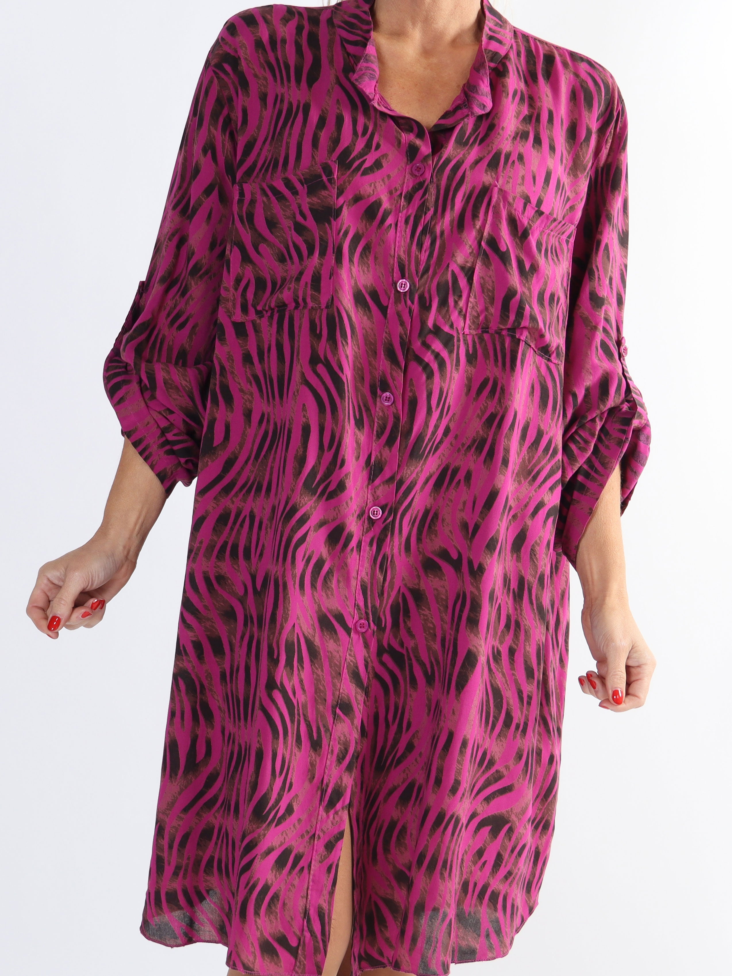 Firenze - Bomullsskjorta med djurränder i plusstorlek